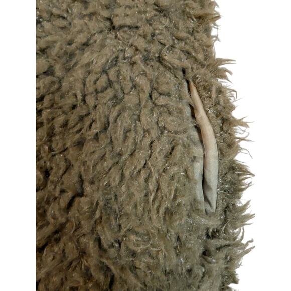 Me Jane Olive Green Open Faux Fur Sherpa Long Hair Vest Sz S Boho Fallfashion - Picture 3 of 7